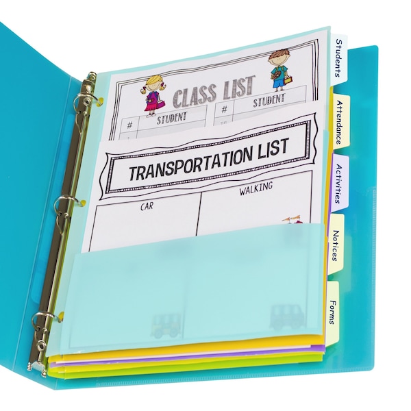 C-Line Products 5Tab Index Dividers with MultiPockets, Bright Color Assortment, 5ST Set of 12 ST, 60PK 07650-BX - main